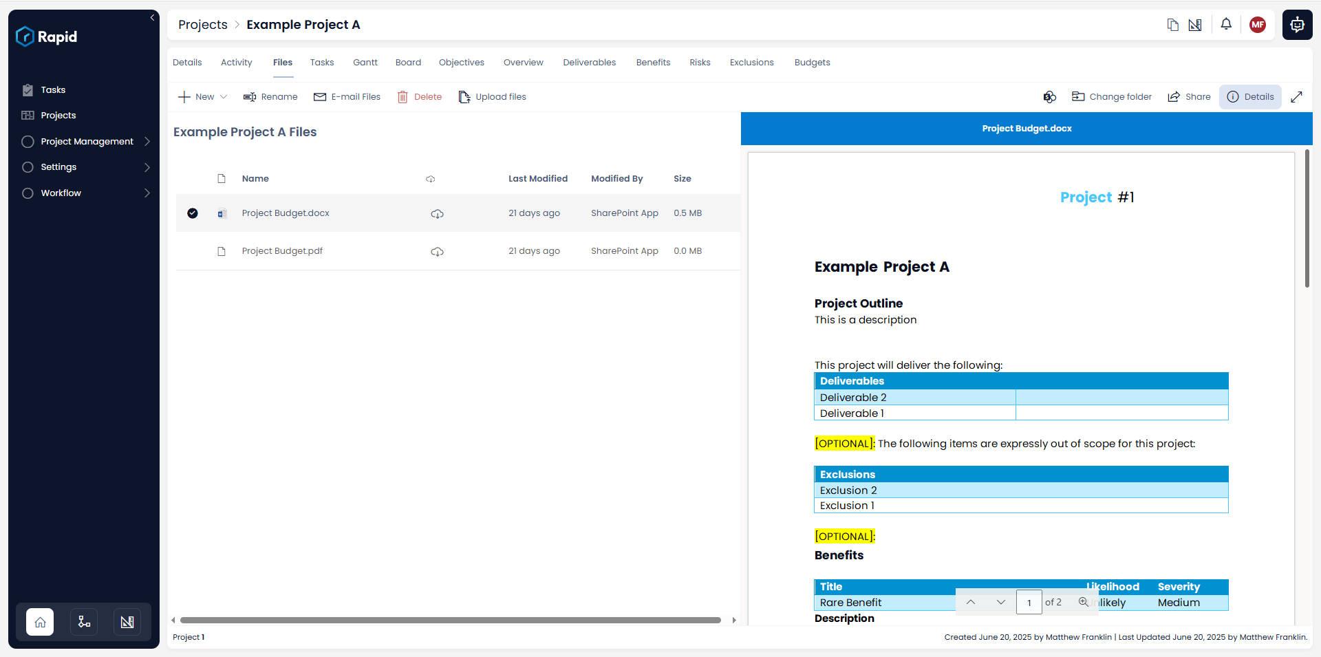 Dynamic document template