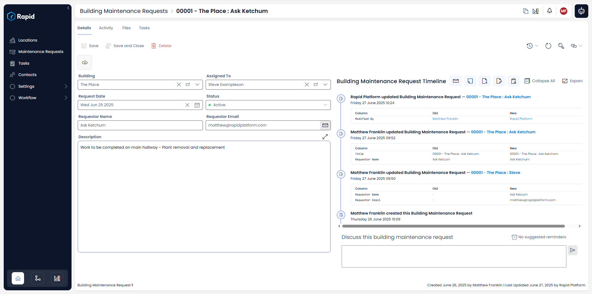 Request details page