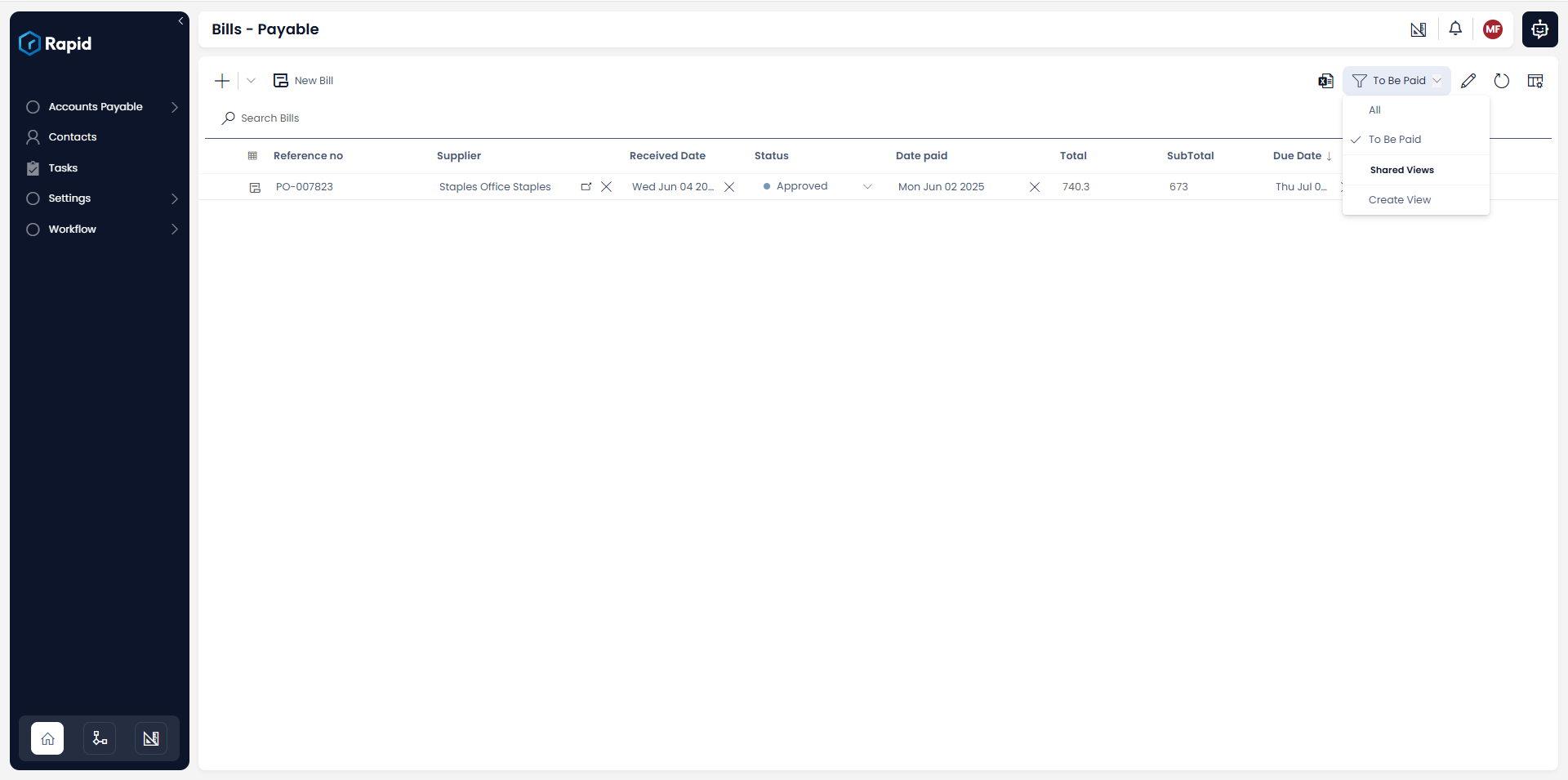Billing list